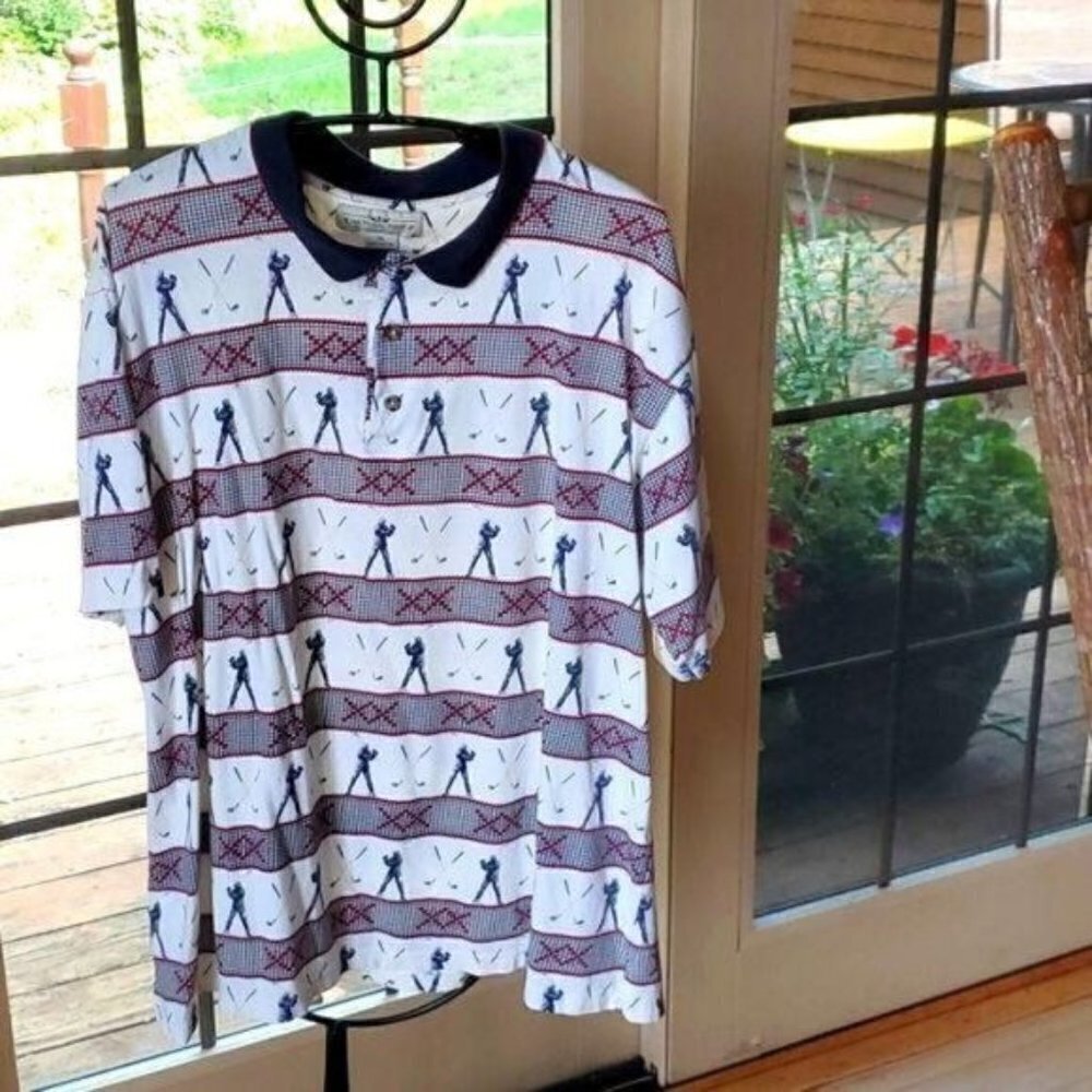 Natural Issue Golfer Graphics Sz. XL Collared SS Button Polo